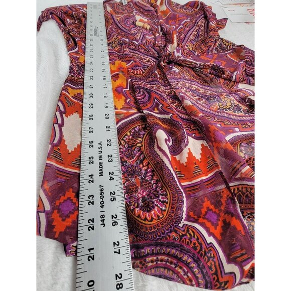 CAbi Womens Epic Sheer Kimono Tunic Top Small Tie-Front Boho Lightweight V-Neck - Picture 7 of 7